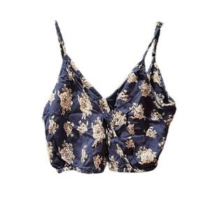 Floral Print Wraparound Crop Top